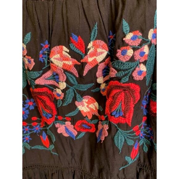 Free People Sunbeams Embroidered Off-The-Shoulder Black Dress Size Medium - Picture 9 of 10